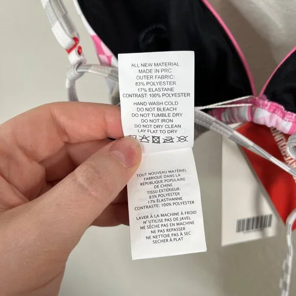 Sprayground Womens Triangle WTF Art Bikini Top Pink Tiger & Flame Print Size L - Picture 10 of 10